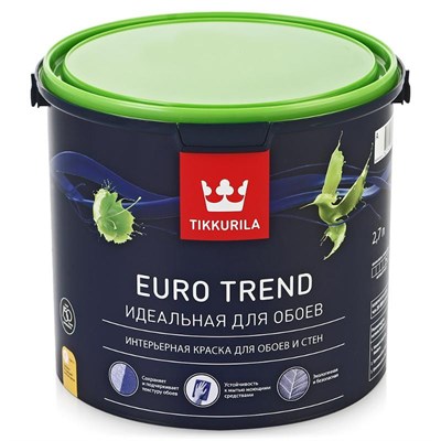 Краска для обоев и стен Tikkurila Euro Trend основа А 2,7 л 5220036219 - фото 50939