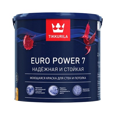 Краска Tikkurila Еuro Power-7 основа C 2,7 л 5220036240 - фото 50947