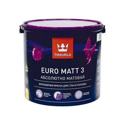 Краска латексная Tikkurila Euro Matt 3 глубокоматовая база C 2,7 л 5220036166 - фото 51007