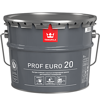 Краска интерьерная Tikkurila Prof Euro 20 база C полуматовая 9 л 5220037405 - фото 51016