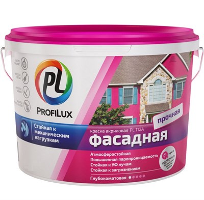 Краска фасадная Profilux PL-112А влагостойкая белая 14 кг 5220037570 - фото 51074