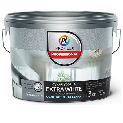 Краска для стен и потолков Profilux Professional Extra white матовая 13 кг 52200376688814 - фото 51110
