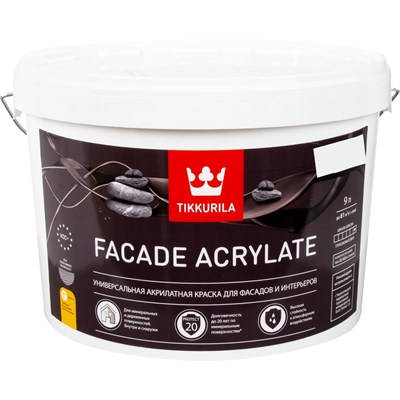 Краска фасадная Tikkurila Facade Acrylate белая 9 л 5220036372 - фото 51142