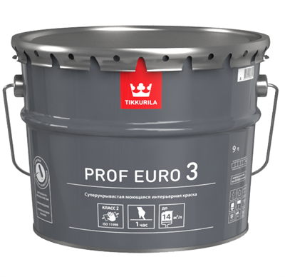 Краска интерьерная Tikkurila Prof Euro 3 база А глубокоматовая 9 л 522003766884455214 - фото 51150