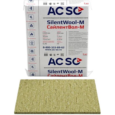 Плита звукопоглощающая Acso SilentWool-M 1000х800х30 мм fijhc2W1iQPsuFiwZBPLl2 - фото 51190