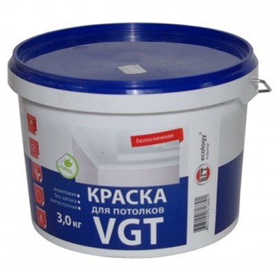 Краска для потолков VGT ВД-АК-2180 белоснежная 3 кг 522003766884455280 - фото 51211
