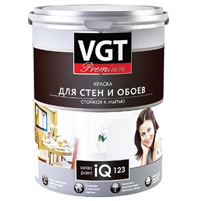Краска моющаяся VGT Premium IQ123 для стен и обоев база А 9 л 522003766884455288 - фото 51215