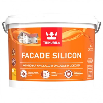 Краска фасадная Tikkurila Facade Silicon база VVA глубокоматовая 9 л 522003766884455169 - фото 51247