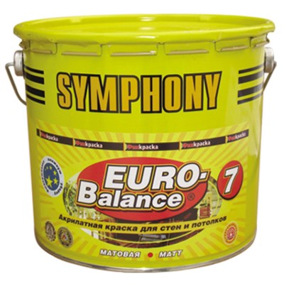 Краска акриловая Symphony Euro-Balance 7 C матовая 2,7 л металлическое ведро 522003766884463925 - фото 51259