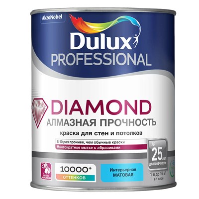 Краска для стен и потолков Dulux Diamond Matt водно-дисперсионная матовая база BC 0,9 л 522003766884455190 - фото 51261