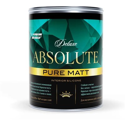 Краска интерьерная силиконовая Parade Deluxe Absolute pure matt База А 0,9 л mEORMVTZiPyobyTBldkqc3 - фото 51368
