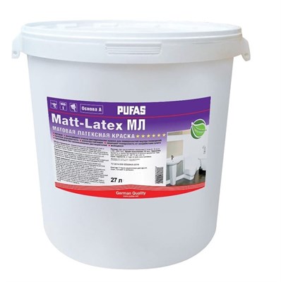 Краска моющаяся Pufas Matt-Latex МЛ  D морозостойкая 27 л/34,56 кг LhyAO8UyisO1CC4JC9aHq0 - фото 51406