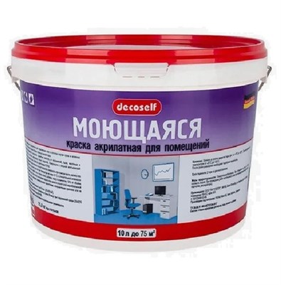 Краска моющаяся Pufas Decoself морозостойкая белая 10 л/15,8 кг m4bkhu1Hhag6RR84W1AK30 - фото 51435