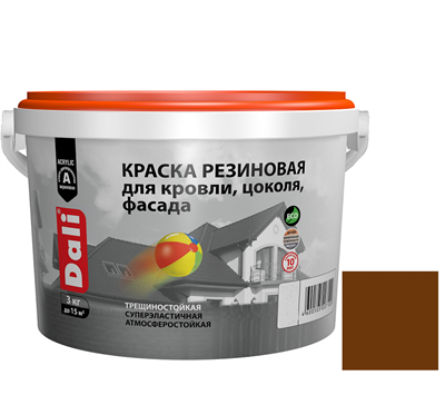 Краска резиновая Dali для кровли, цоколя, фасада терракотовая 3 кг WFX2SMzchCYUAfqVo3Hec2 - фото 51478