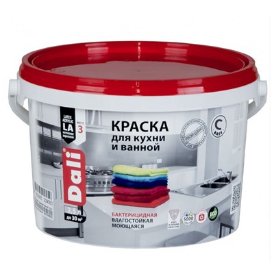 Краска для кухни и ванной акриловая Dali 20117 моющаяся база С 2,5 л VYIbCOFuinRCahzQ2KGzQ0 - фото 51480
