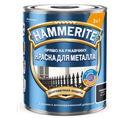 Краска для металлических поверхностей Hammerite гладкая RAL 9005 черная 2 л EnY99bn6hxs0i9u8F1uxY2 - фото 51496