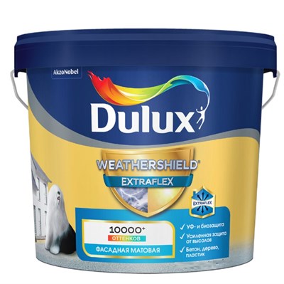 Краска фасадная Dulux Weathershield Extraflex матовая база BC 4,5 л w00G9NRXhWRPGjWyqeLMA0 - фото 51507