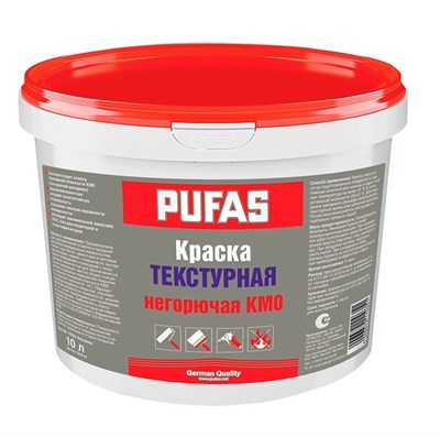 Краска текстурная негорючая Pufas RAL 9010 неморозостойкая белая 1 мм  10 л/19 кг rCYBvCrRirNhH59SU8EYz3 - фото 51600