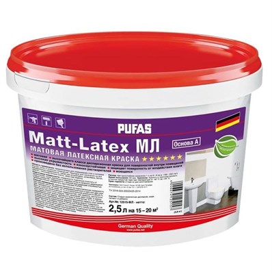 Краска моющаяся Pufas Matt-Latex МЛ А морозостойкая 2,5 л/3,8 кг nnrsG-uviMWF6EEOxwqGv0 - фото 51654