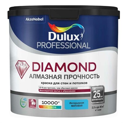 Краска для стен и потолков водно-дисперсионная Dulux Diamond Matt матовая база BW 2,5 л YtgU0UGCjJXbdGYez3AyI0 - фото 51699